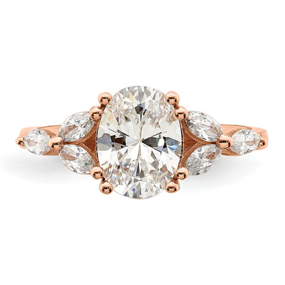 1.50ct. CZ Solid Real 14k Rose Polish 1 1/2ct Oval Engagement Dia Ring