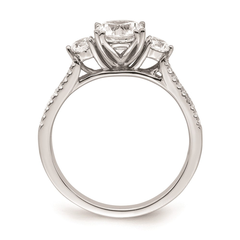 1.00ct. CZ Solid Real 14k White Polish 3 Stone 1ct Round Eng Dia Ring