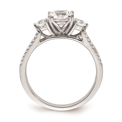 1.00ct. CZ Solid Real 14k White Polish 3 Stone 1ct Round Eng Dia Ring