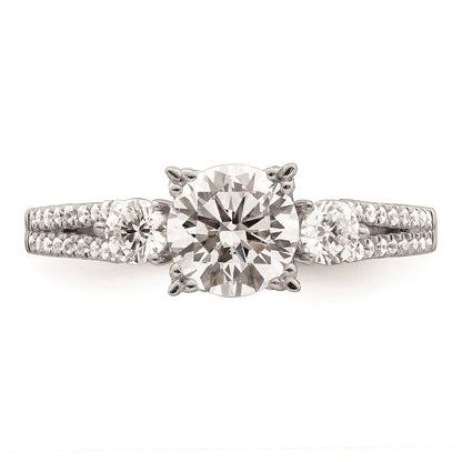 1.00ct. CZ Solid Real 14k White Polish 3 Stone 1ct Round Eng Dia Ring