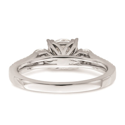 1.00ct. CZ Solid Real 14k White Polish 3 Stone 1ct Round Eng Dia Ring