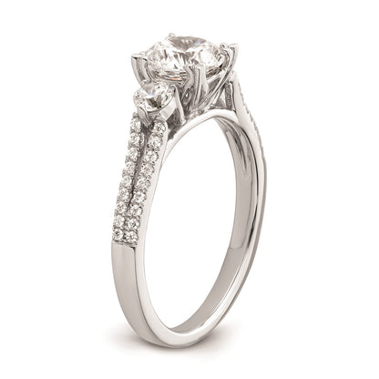 1.00ct. CZ Solid Real 14k White Polish 3 Stone 1ct Round Eng Dia Ring