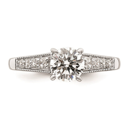 1.00ct. CZ Solid Real 14k White Polish 1ct Round Engagement Dia Ring