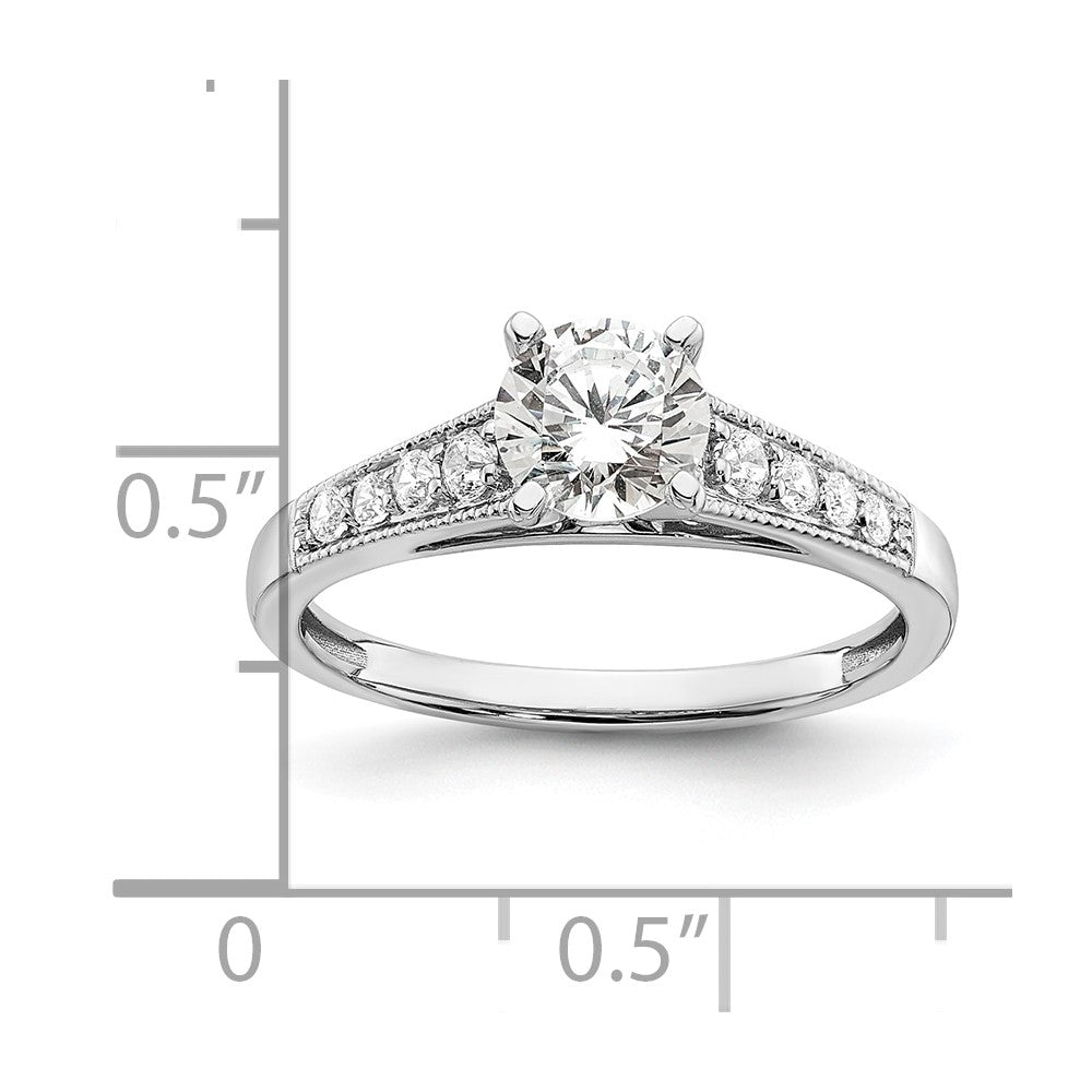 1.00ct. CZ Solid Real 14k White Polish 1ct Round Engagement Dia Ring