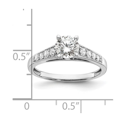 1.00ct. CZ Solid Real 14k White Polish 1ct Round Engagement Dia Ring