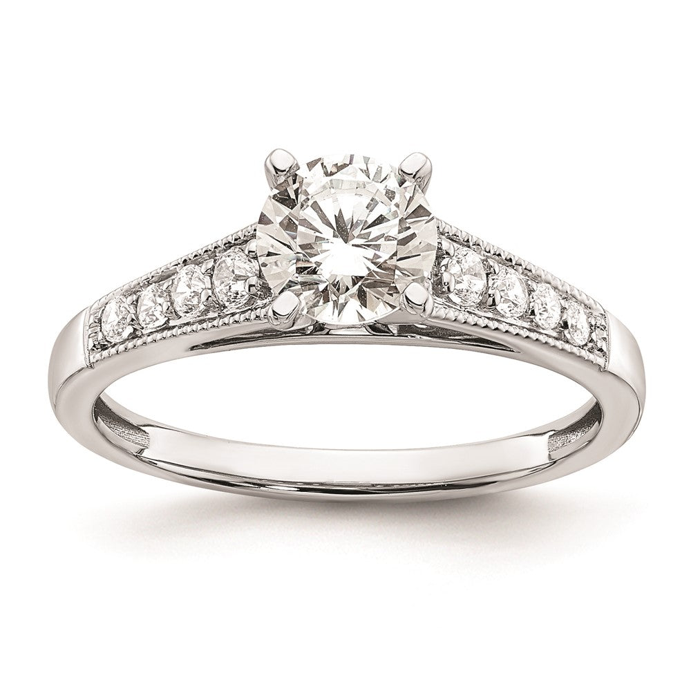 1.00ct. CZ Solid Real 14k White Polish 1ct Round Engagement Dia Ring