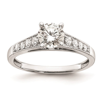1.00ct. CZ Solid Real 14k White Polish 1ct Round Engagement Dia Ring
