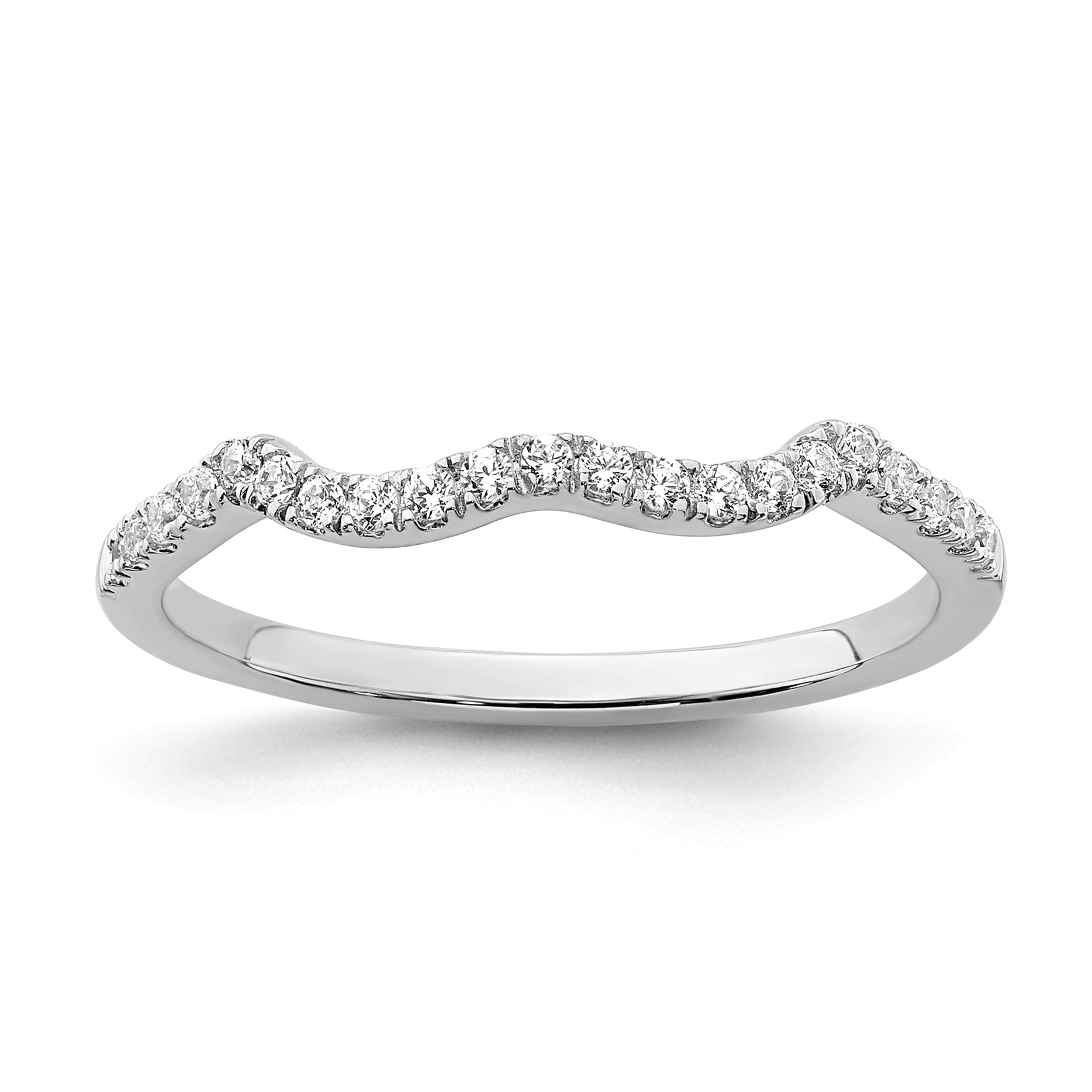 0.16ct. CZ Solid Real 14k White Polish Matching Wedding Wedding Band Ring