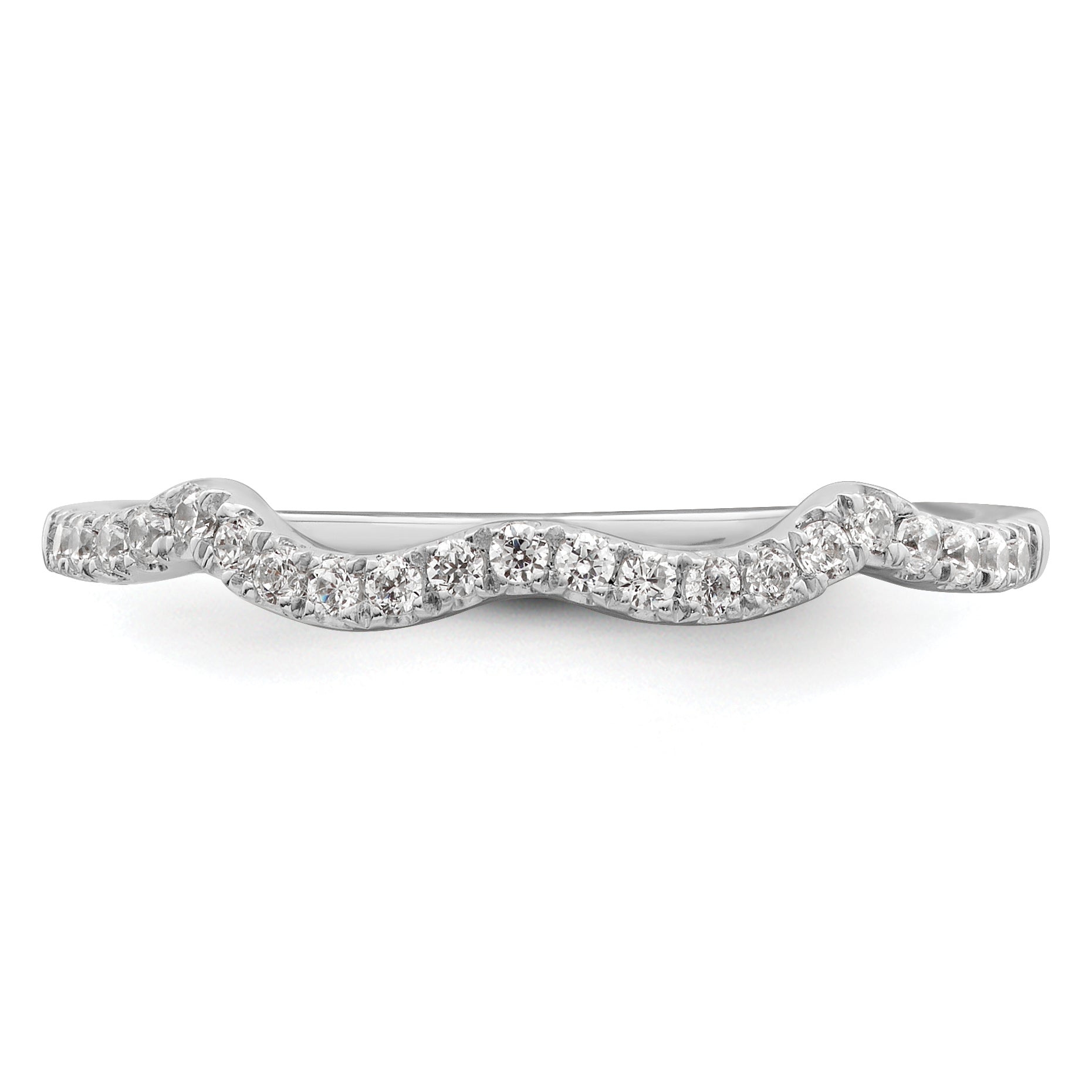 0.16ct. CZ Solid Real 14k White Polish Matching Wedding Wedding Band Ring