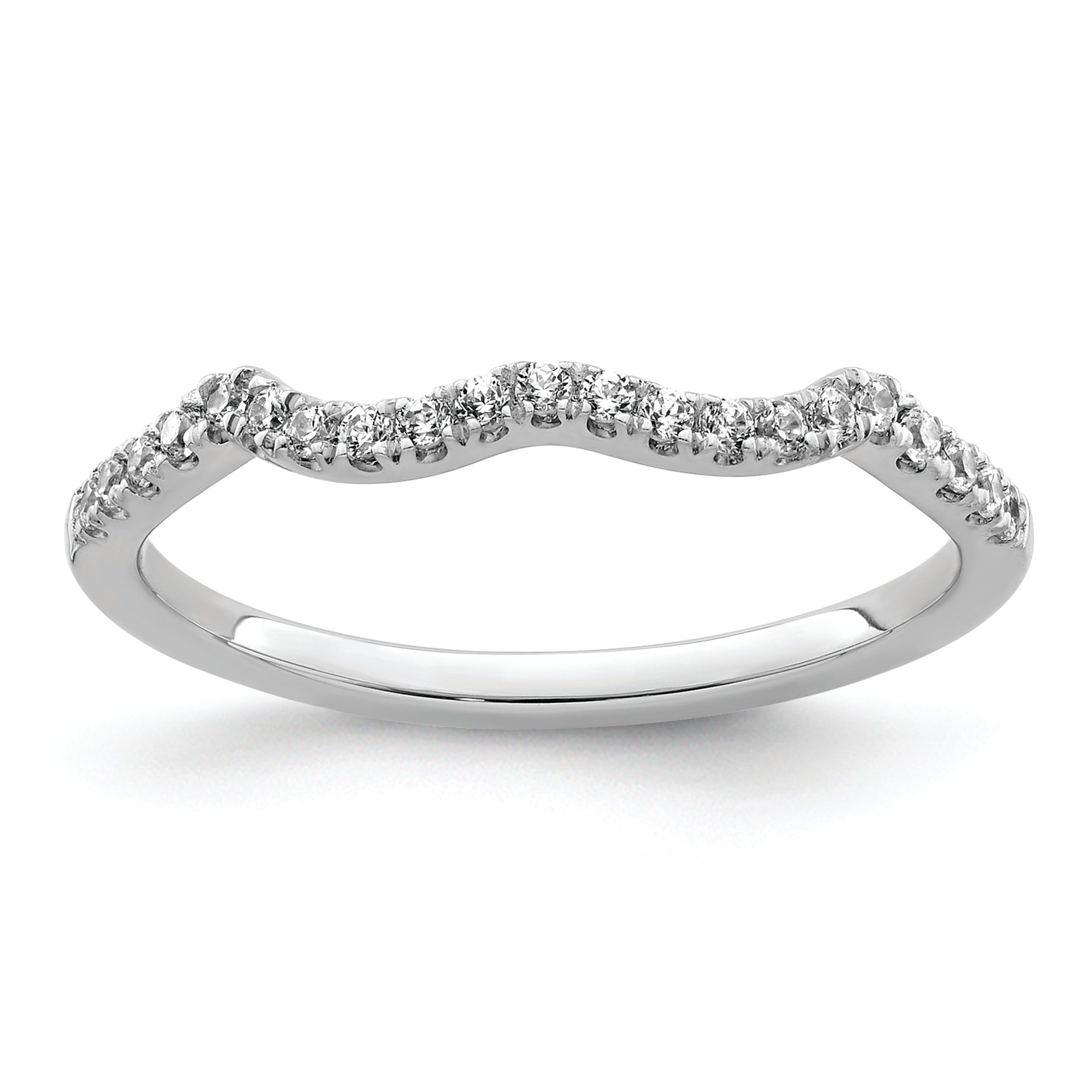 0.16ct. CZ Solid Real 14k White Polish Matching Wedding Wedding Band Ring