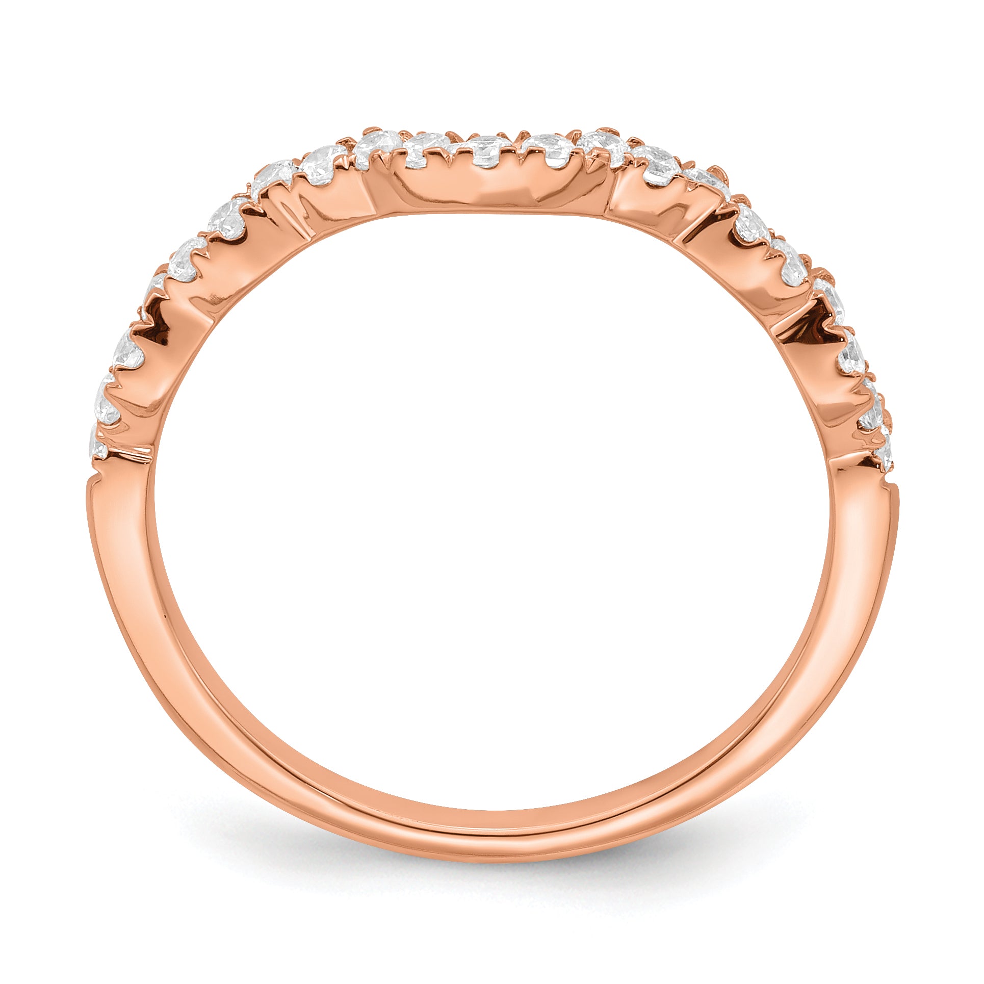 0.25ct. CZ Solid Real 14k Rose Polish Matching Wedding Wedding Band Ring