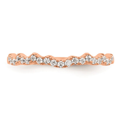 0.22ct. CZ Solid Real 14k Rose Polish Matching Wedding Wedding Band Ring