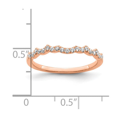 0.22ct. CZ Solid Real 14k Rose Polish Matching Wedding Wedding Band Ring
