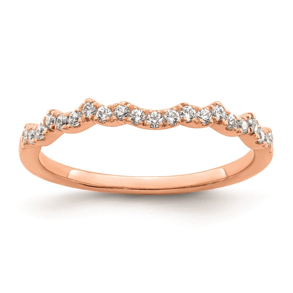 0.22ct. CZ Solid Real 14k Rose Polish Matching Wedding Wedding Band Ring