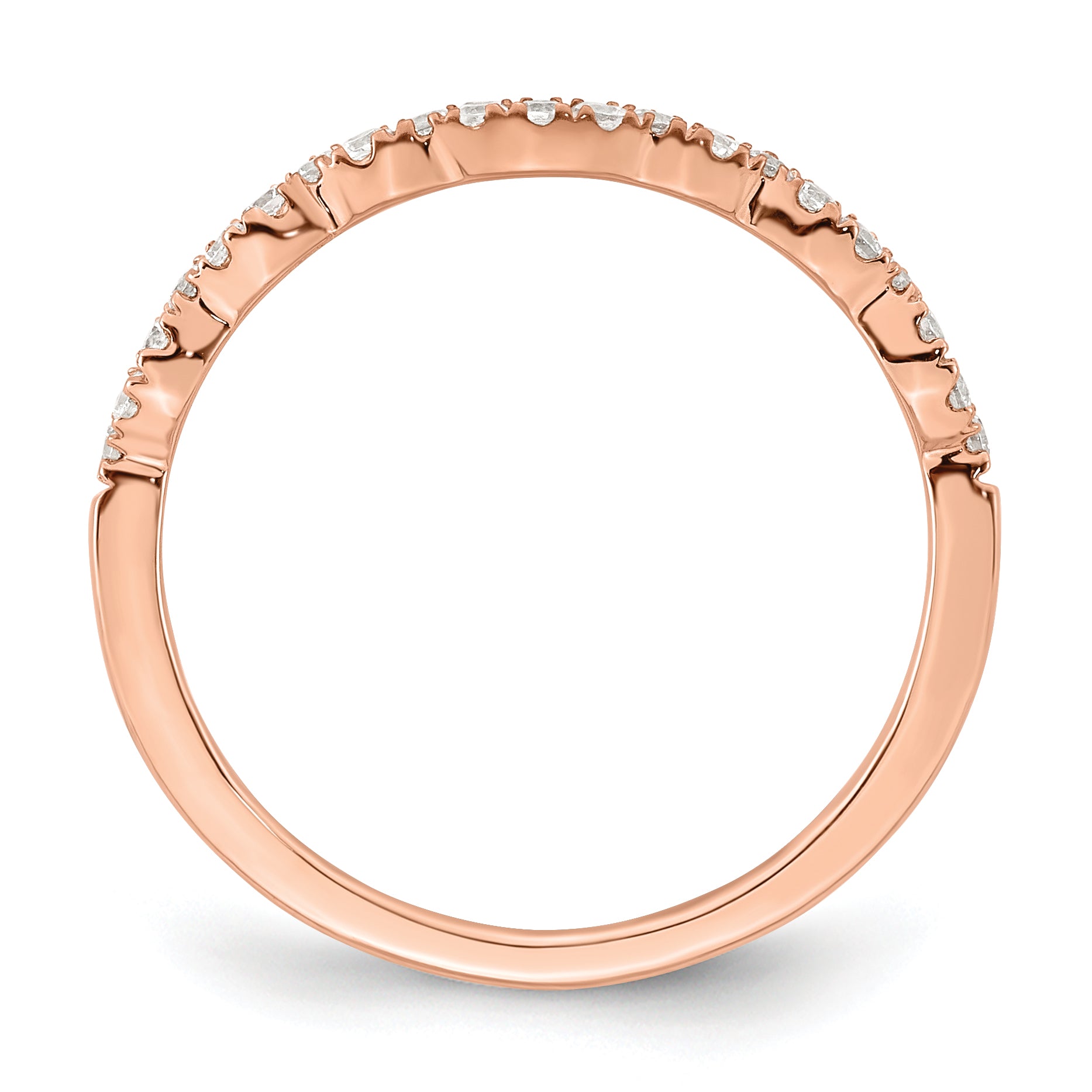 0.22ct. CZ Solid Real 14k Rose Polish Matching Wedding Wedding Band Ring