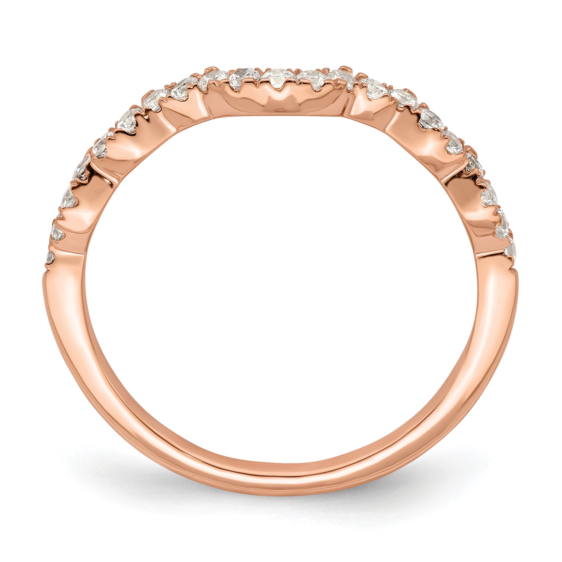 0.25ct. CZ Solid Real 14k Rose Polish Matching Wedding Wedding Band Ring