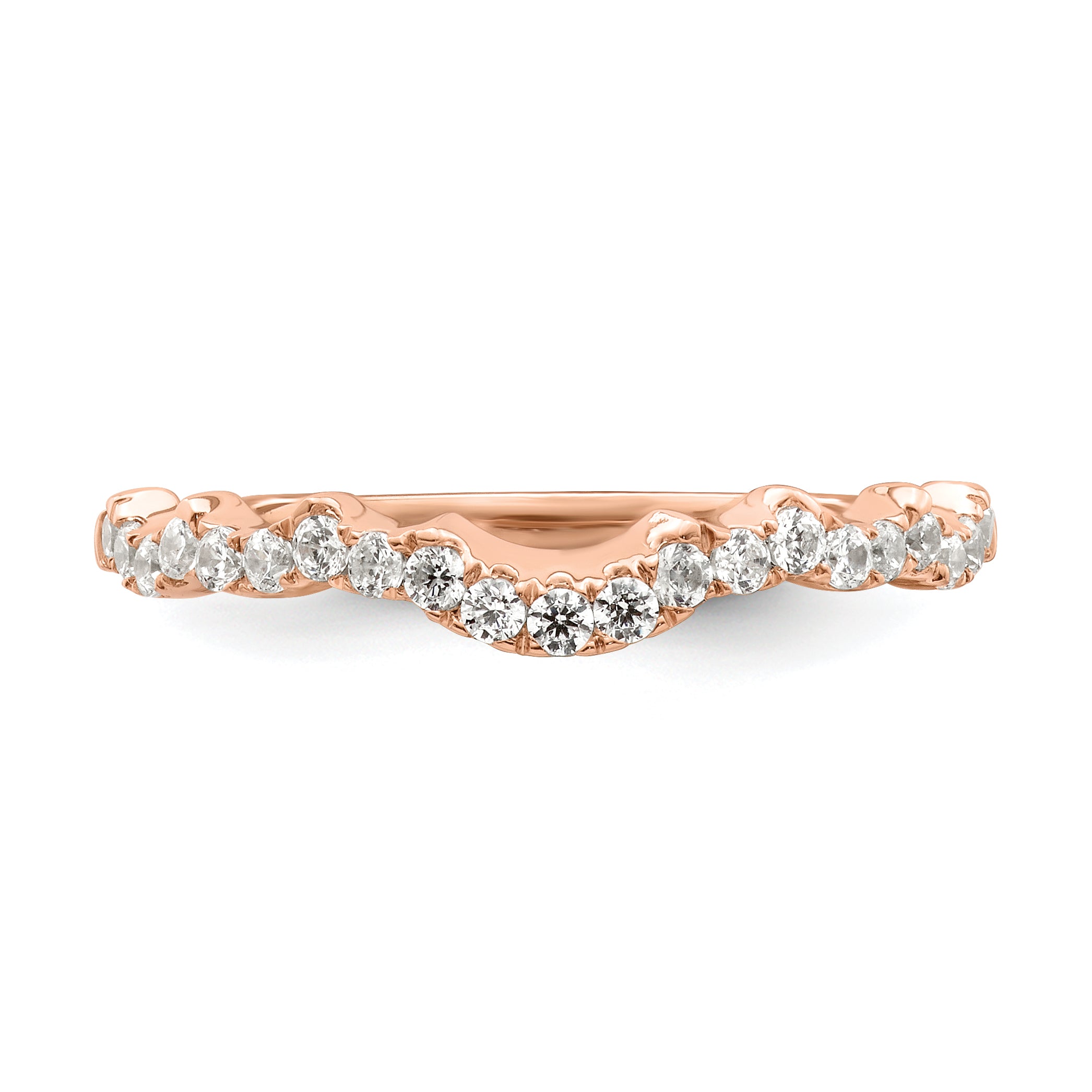 0.25ct. CZ Solid Real 14k Rose Polish Matching Wedding Wedding Band Ring