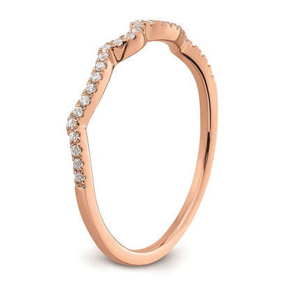 0.11ct. CZ Solid Real 14k Rose Polish Matching Wedding Wedding Band Ring