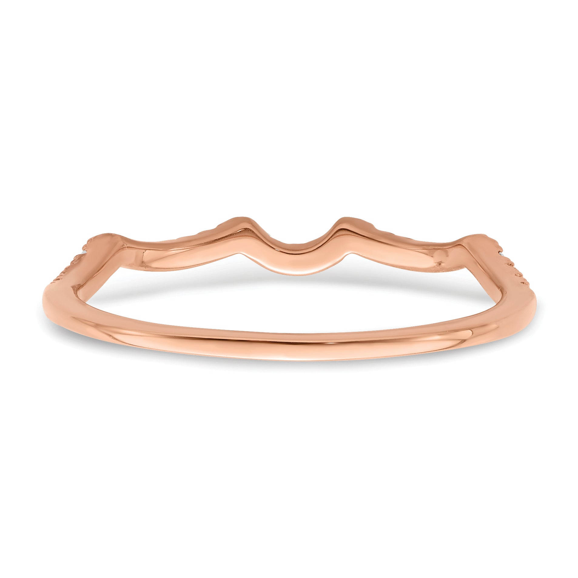 0.11ct. CZ Solid Real 14k Rose Polish Matching Wedding Wedding Band Ring