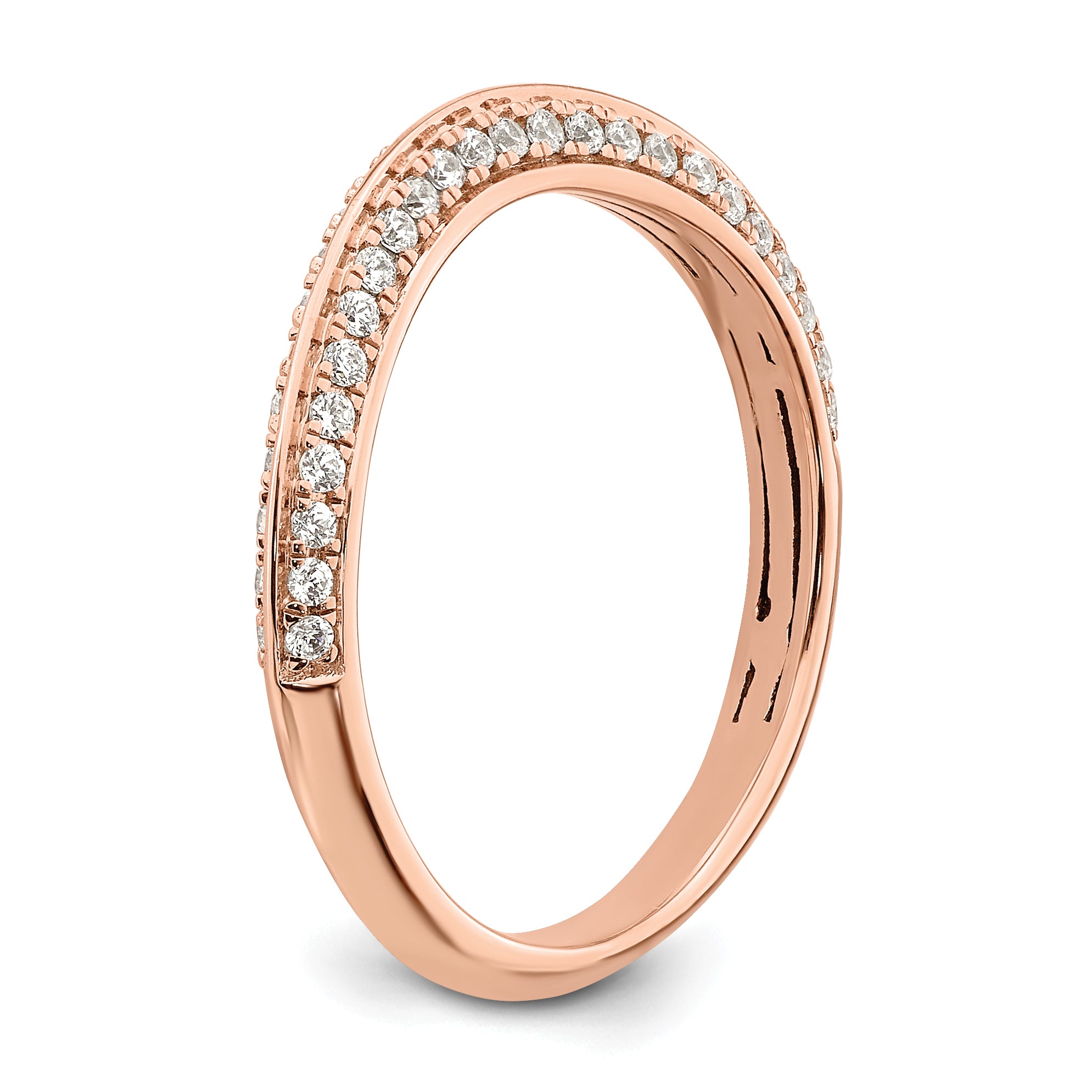 0.30ct. CZ Solid Real 14k Rose Polish Matching Wedding Wedding Band Ring