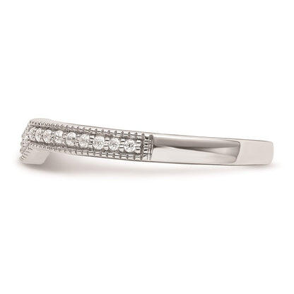 0.14ct. CZ Solid Real 14k White Polished Matching Wedding Wedding Band Ring