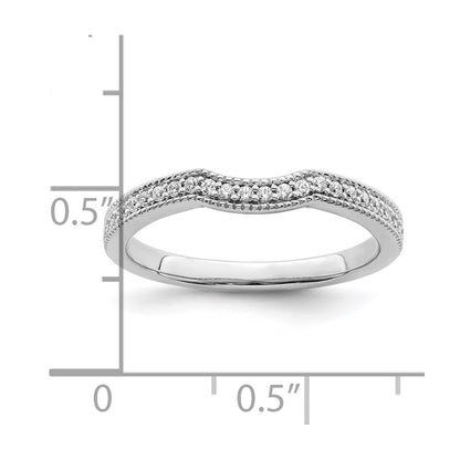 0.14ct. CZ Solid Real 14k White Polished Matching Wedding Wedding Band Ring