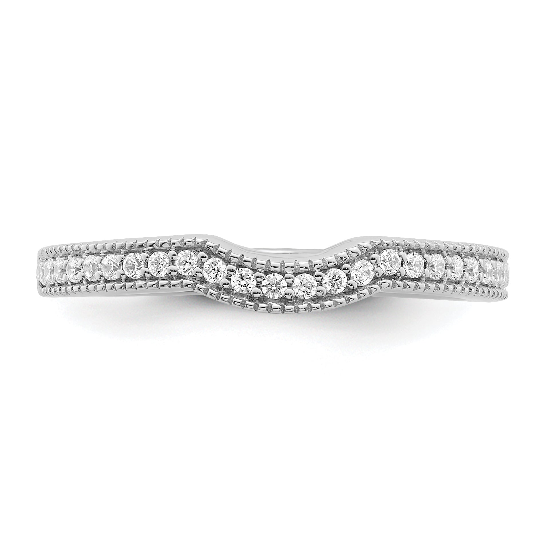 0.16ct. CZ Solid Real 14k White Polished Matching Wedding Wedding Band Ring