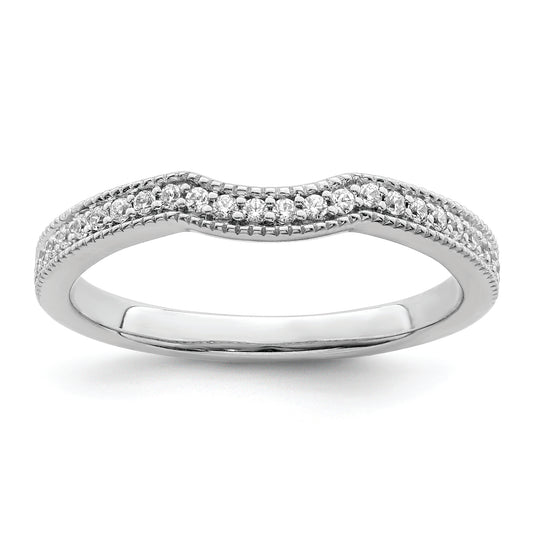 0.16ct. CZ Solid Real 14k White Polished Matching Wedding Wedding Band Ring
