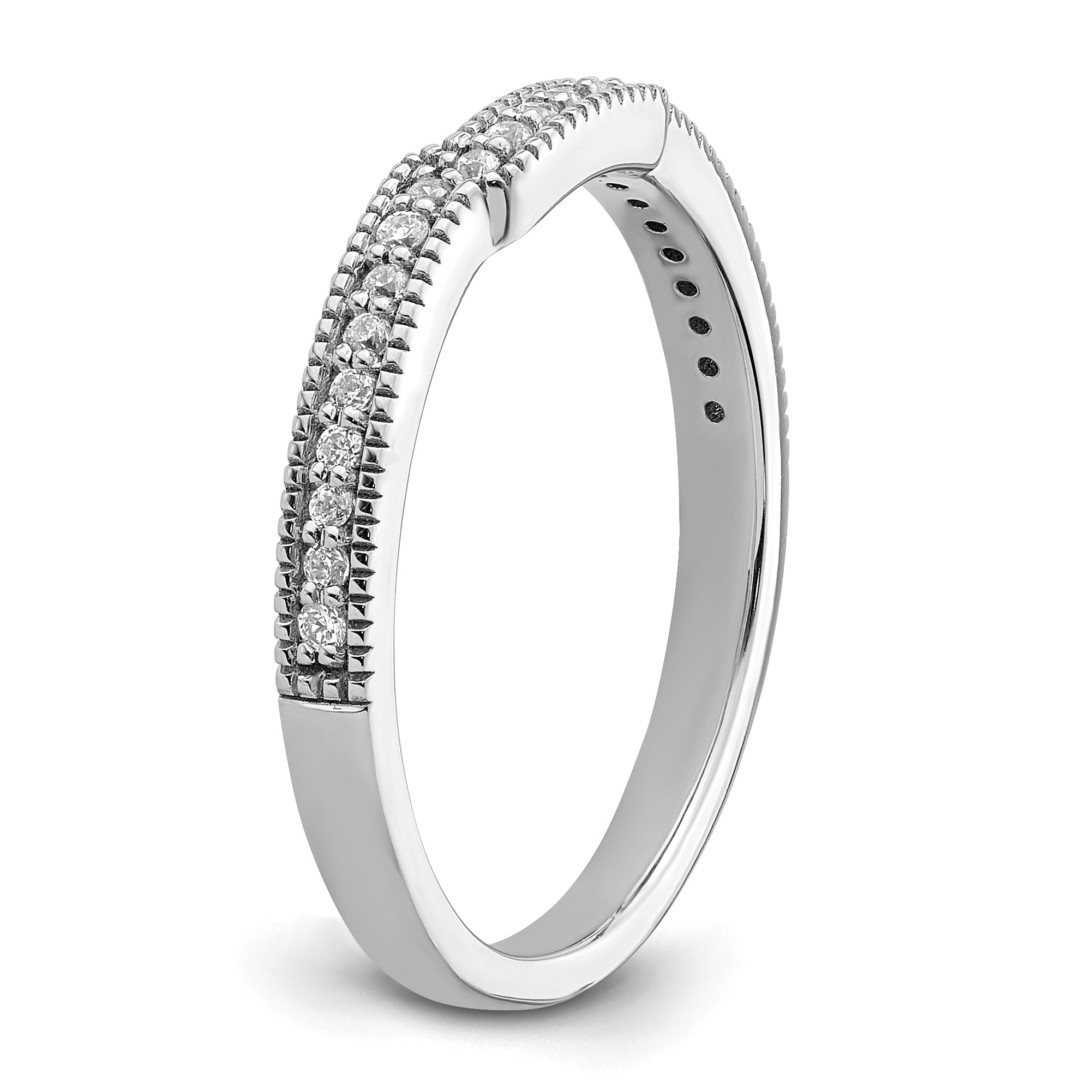 0.15ct. CZ Solid Real 14k White Polished Matching Wedding Wedding Band Ring