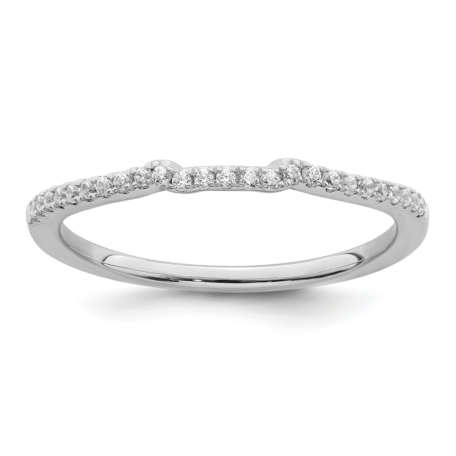 0.09ct. CZ Solid Real 14k White Polished Matching Wedding Wedding Band Ring