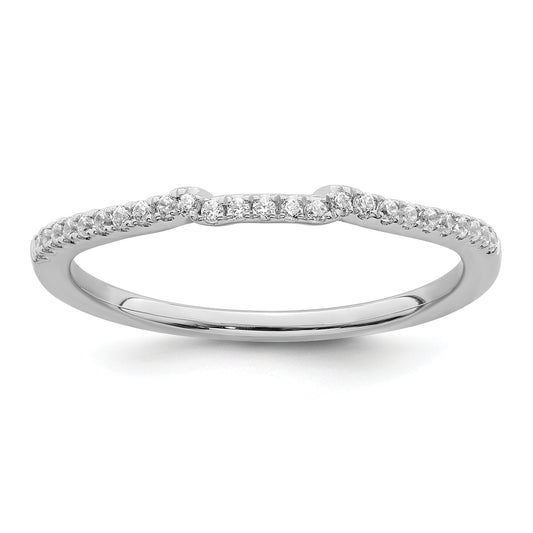 0.09ct. CZ Solid Real 14k White Polished Matching Wedding Wedding Band Ring