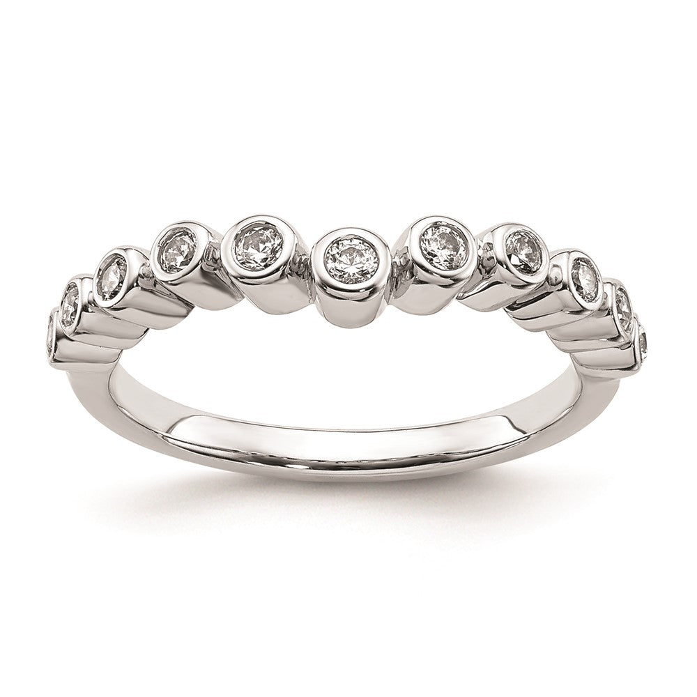 0.16ct. CZ Solid Real 14k White Polished Matching Wedding Wedding Band Ring