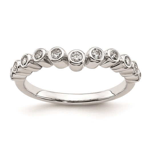 0.16ct. CZ Solid Real 14k White Polished Matching Wedding Wedding Band Ring