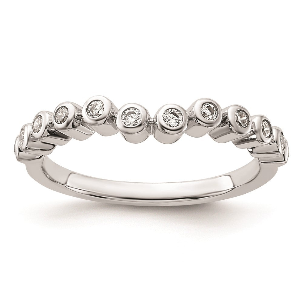 0.16ct. CZ Solid Real 14k White Polished Matching Wedding Wedding Band Ring