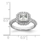 1.00ct. CZ Solid Real 14k White Polish Halo 1ct Asscher Bezel Dia Ring