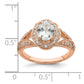 1.00ct. CZ Solid Real 14k Rose Polish Vintage Halo 1ct Oval Dia Ring