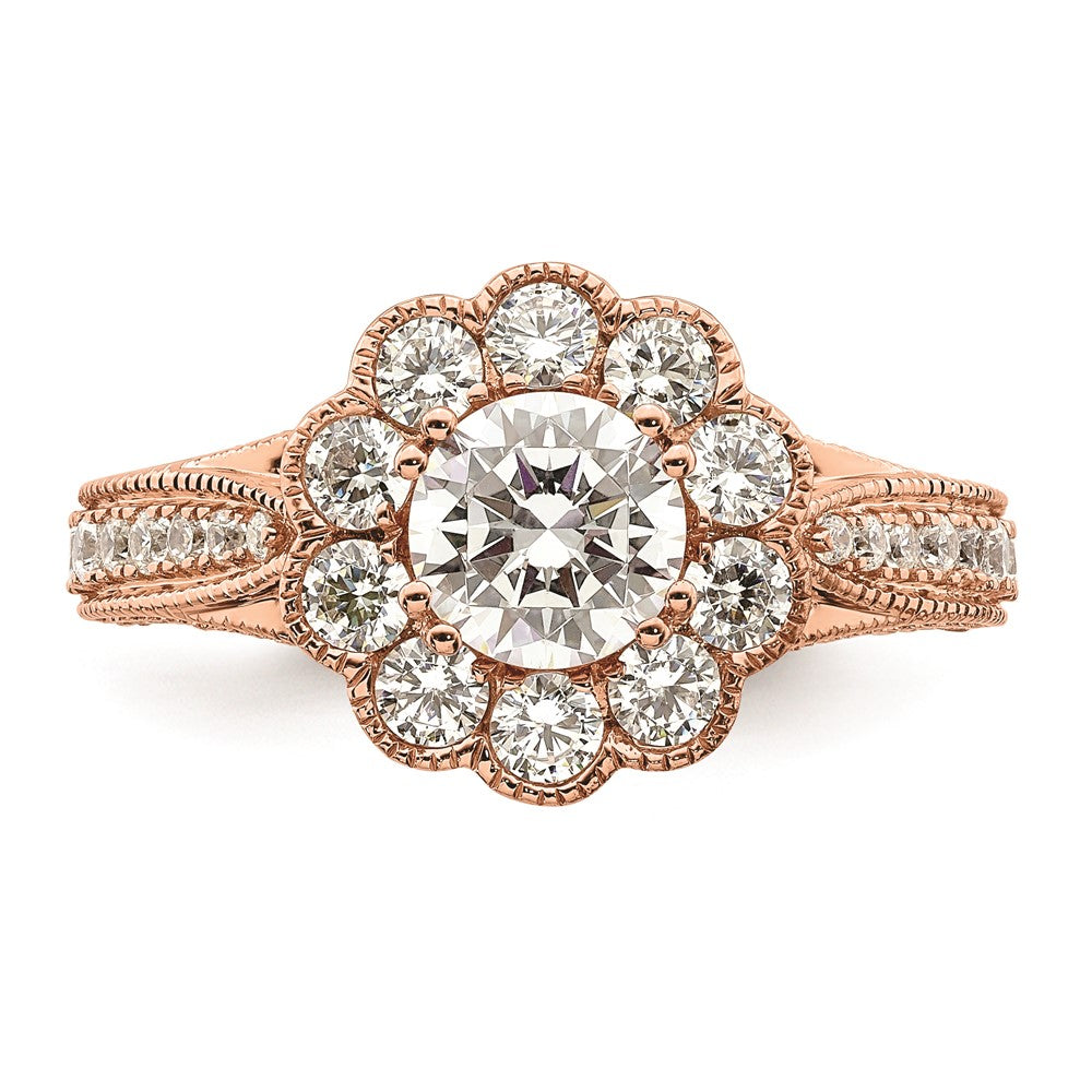 1.00ct. CZ Solid Real 14k Rose Polish Vintage Halo 1ct Round Dia Ring