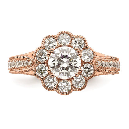 1.00ct. CZ Solid Real 14k Rose Polish Vintage Halo 1ct Round Dia Ring