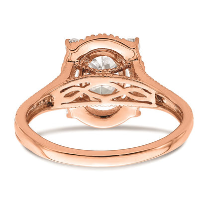 1.00ct. CZ Solid Real 14k Rose Polish Vintage 1ct Oval Halo Dia Ring