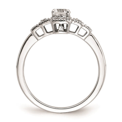 0.33ct. CZ Solid Real 14k White Polished Art Deco .33ct Round Ctr Dia Engagement Ring