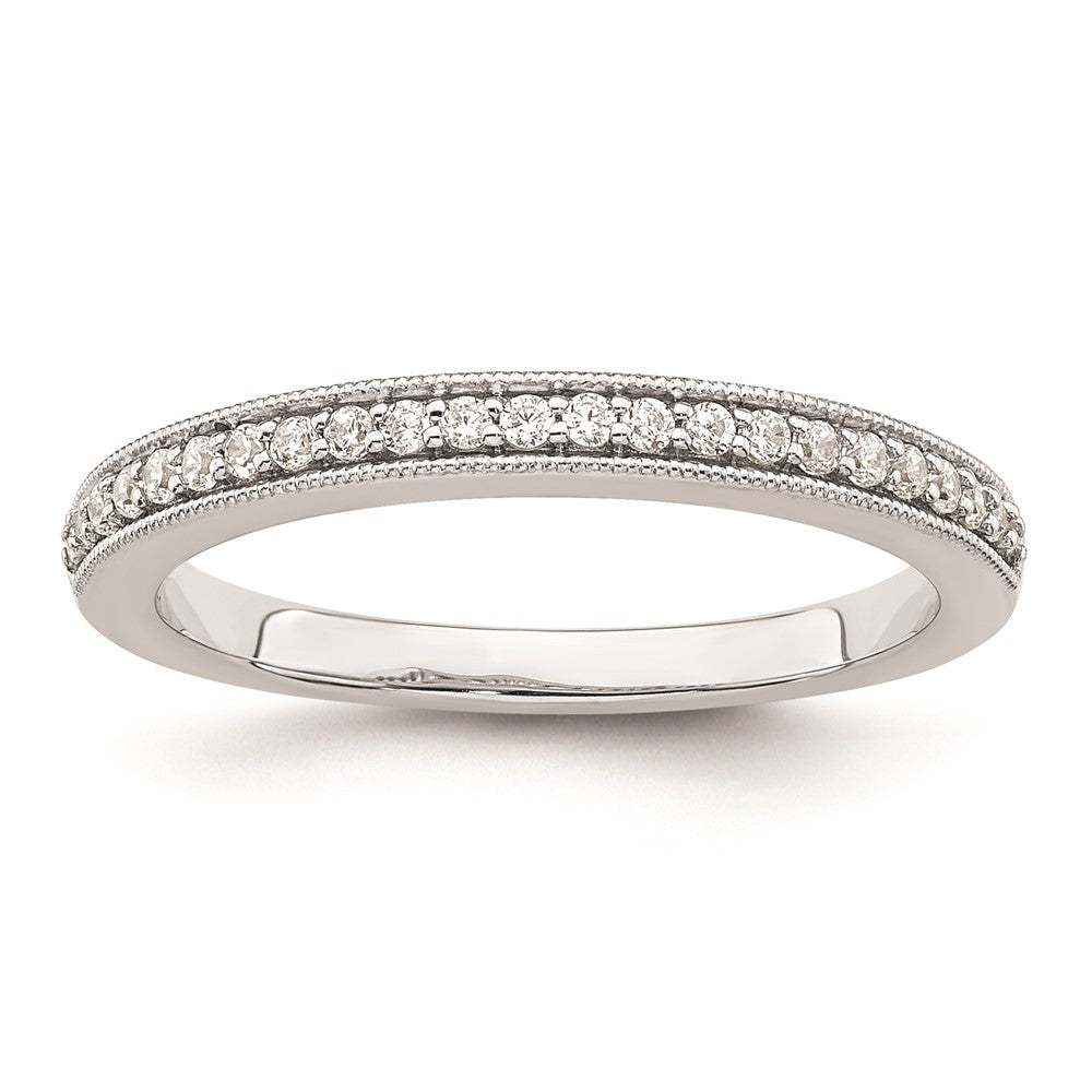 0.16ct. CZ Solid Real 14K White Gold Complete Wedding Wedding Band Ring