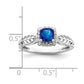 14k White Gold Polished Sapphire and Real Diamond Halo Ring