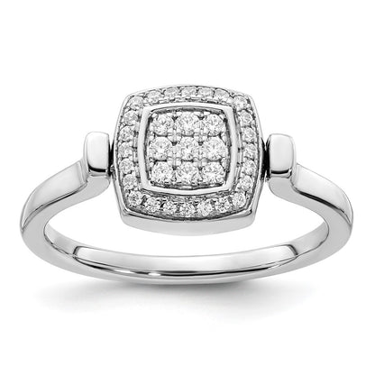 14k White Gold Polished Garnet and Real Diamond Flip Ring