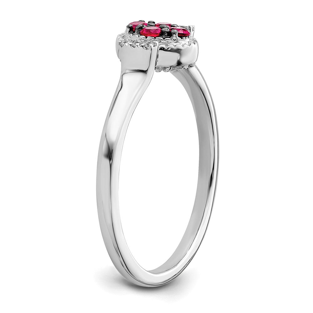 14k White Gold Polished Ruby and Real Diamond Flip Ring