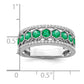 14k White Gold Polished Emerald and Real Diamond Ring