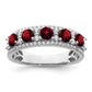 14k White Gold Polished Garnet and Real Diamond Ring