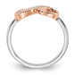 14k Two-Tone Gold White & Rose Polished Infinity Hearts Real Diamond Ring