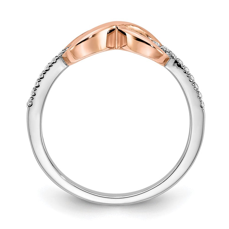 14k Two-Tone Gold White & Rose Polished Infinity Real Diamond Ring