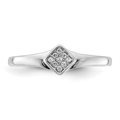 14k White Gold Polished Fancy Real Diamond Ring