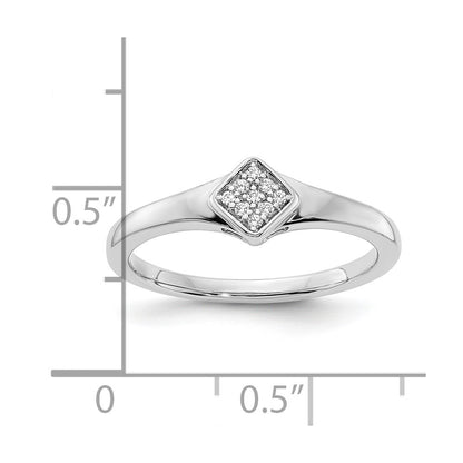 14k White Gold Polished Fancy Real Diamond Ring